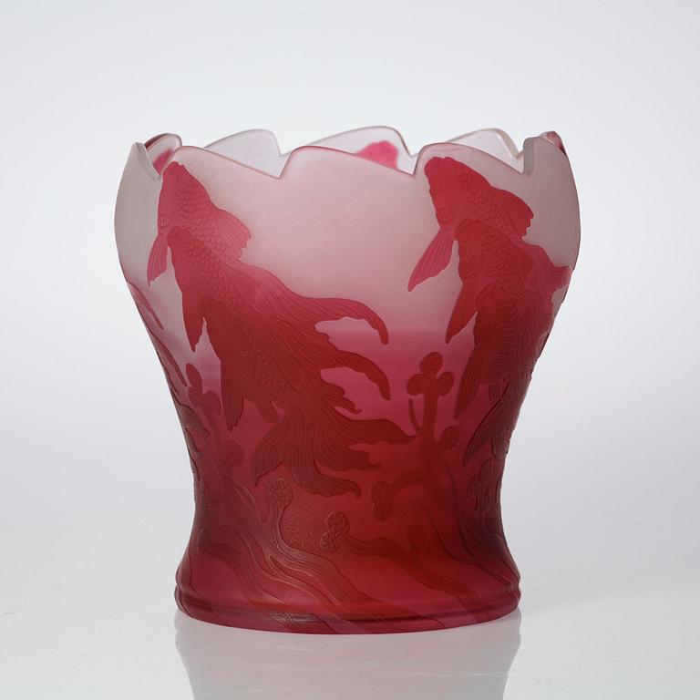 An Alf Wallander Art Nouveau cameo glass vase, Kosta circa 1909.