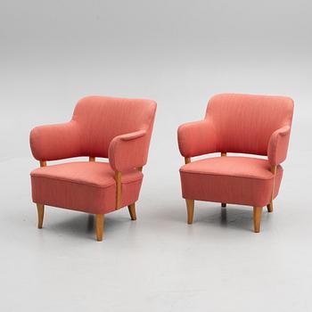 A pair of Swedish Modern armchairs, Sweden, 1940's.