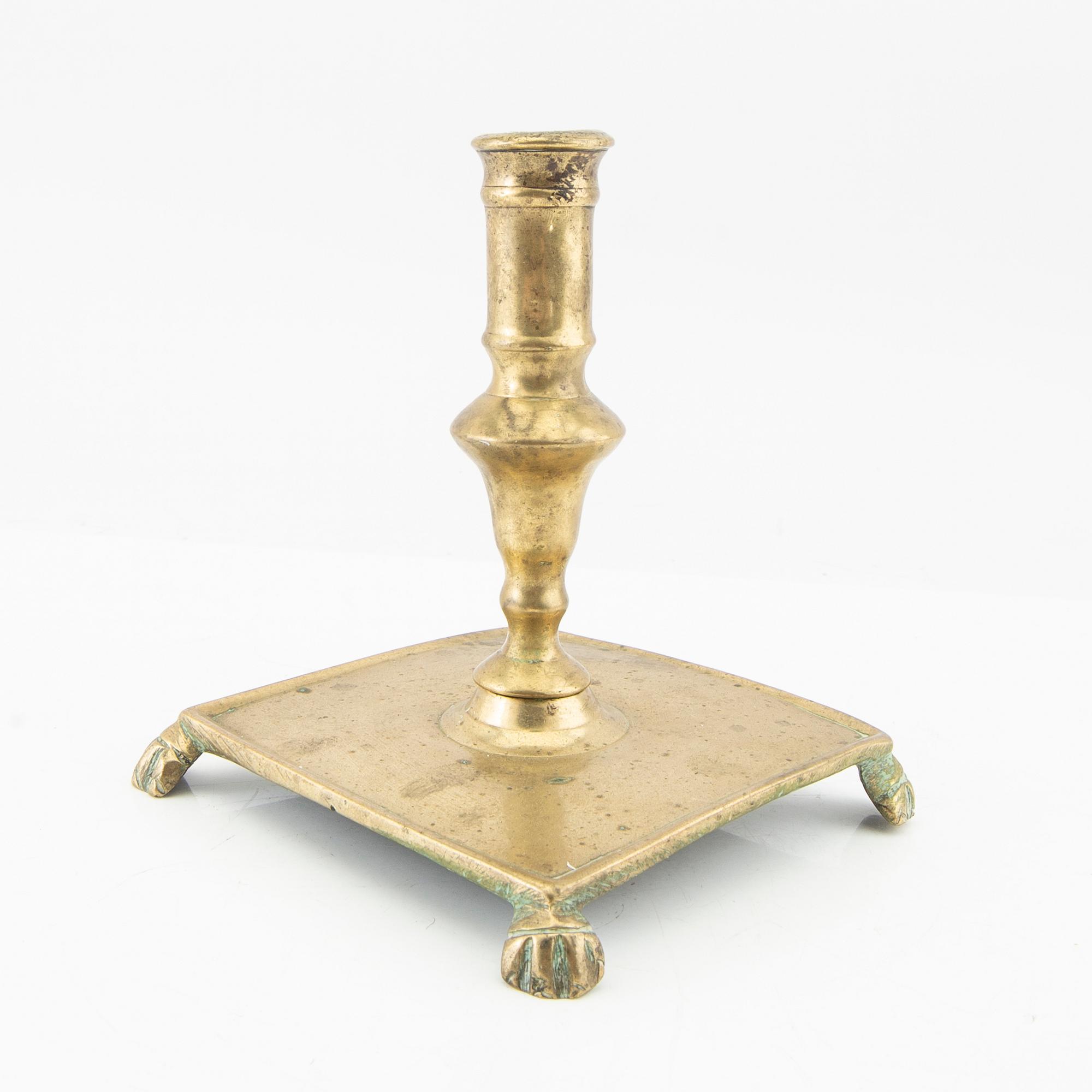 Candlestick, brass, around the year 1700, Baroque style.