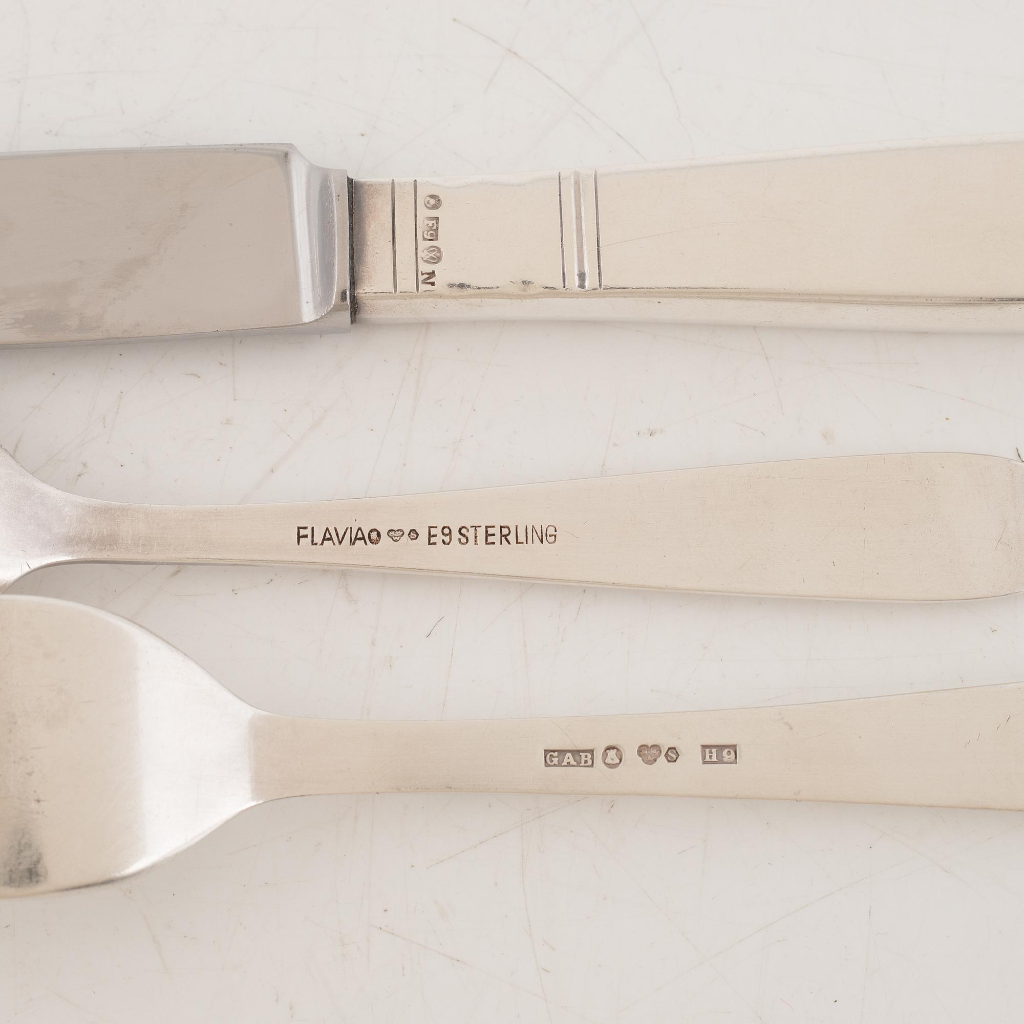 A silver cutlery set, 69 pieces "Rosenholm", GAB and 10 pieces "Flavia, Erik Fleming, Stockholm.