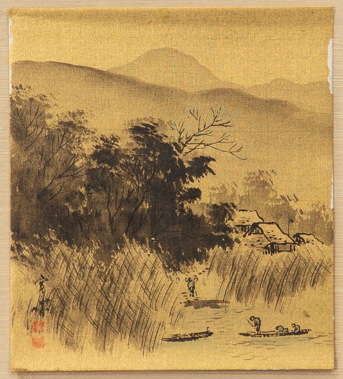 Unidentified artist, Riverscape, Japan, first part of the 1900s.