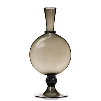 Vittorio Zecchin, a smoke coloured "Soffiato" glass vase, model 1464, Venini, Murano, Italy 1920's.