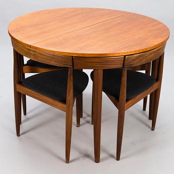 HANS OLSEN, A teak dining table with four chairs, Frem Røjle, Denmark 1950's.