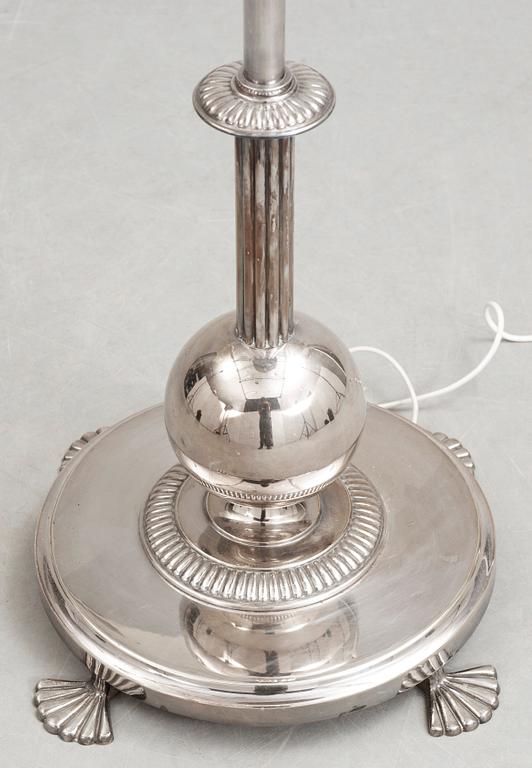 An Elis Bergh silver plated floor lamp by C.G. Hallberg, Stockholm ca 1925.