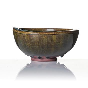 Wilhelm Kåge, skål, "Farsta", stengods, Gustavbergs Studio 1952.