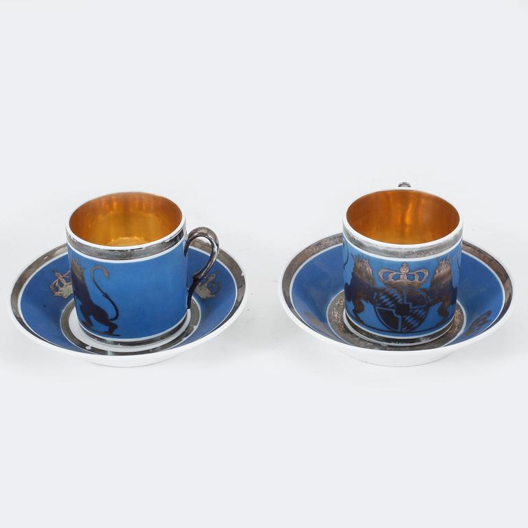 TETE-A-TETE, 5 delar, porslin, Frankrike, 1800-tal.