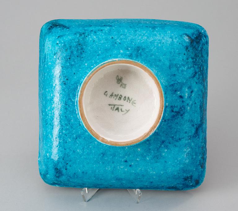 A Guido Gambone blue glazed bowl, Italy 1950's.