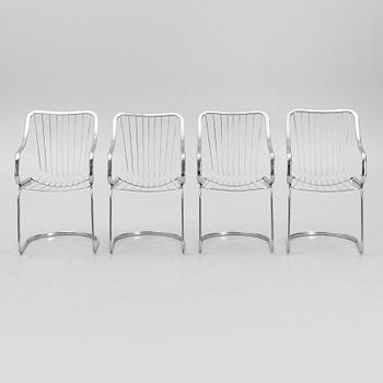 Willy Rizzo, a set of four armchairs, Cidue, Italy 1970s-80s.