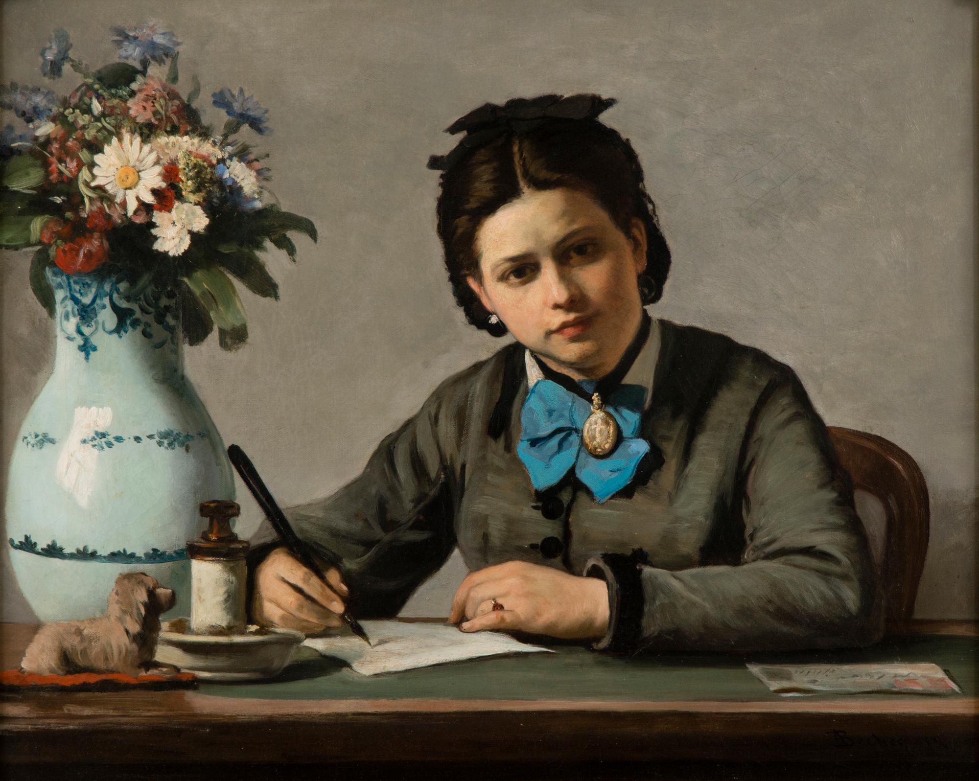 ADOLF VON BECKER, WRITING GIRL.