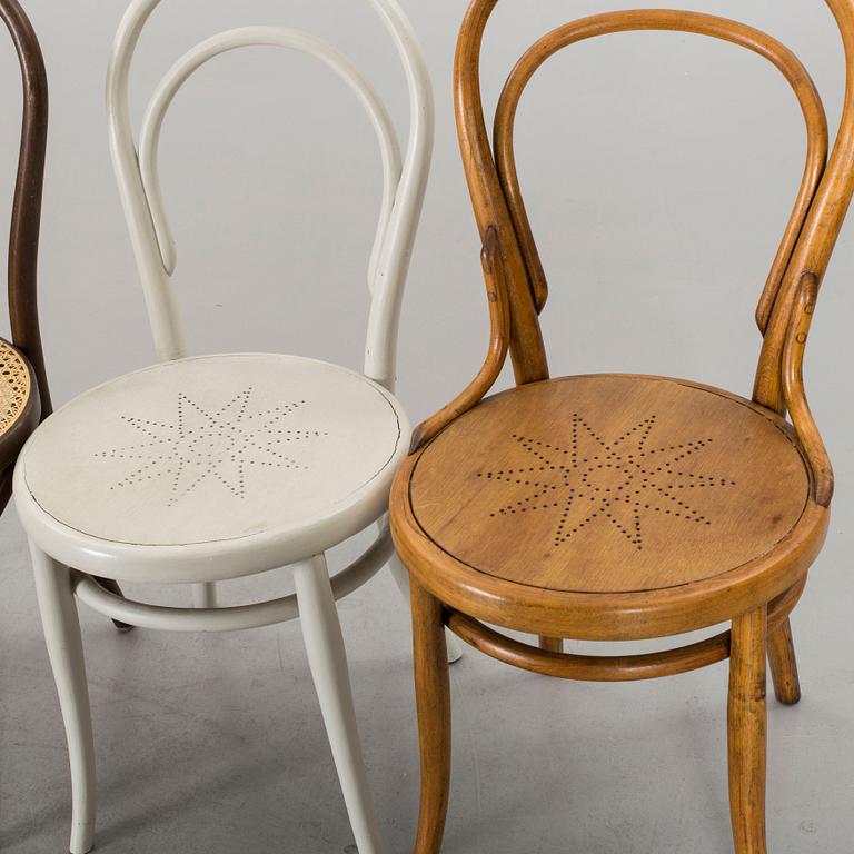 Eight chairs in the Thonet-style from the second half of the 20th century.