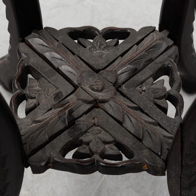 A Chinese wooden stand, with stone inlay, 20th century.