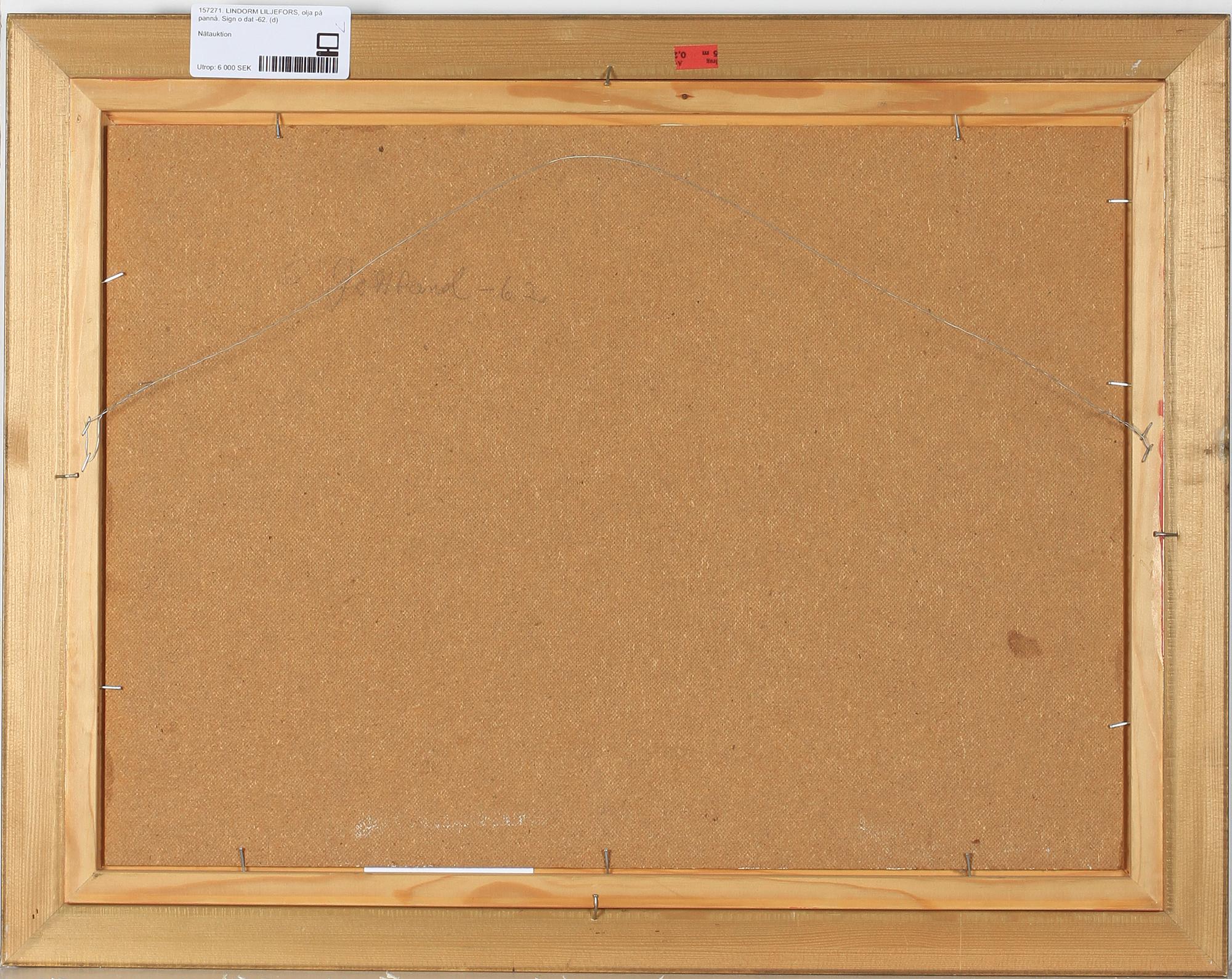 LINDORM LILJEFORS, olja på pannå. Sign o dat -62.