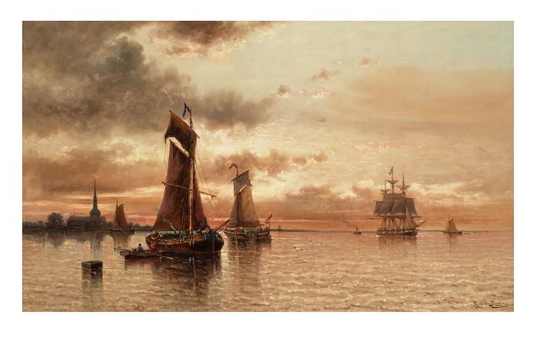 Auguste Musin, "Couchant doré sur l'Escaut".