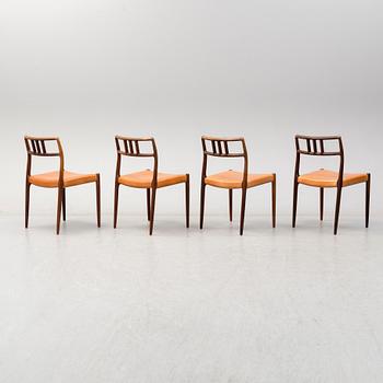 NIELS O. MØLLER, stolar, 4 st, J.L. Møller Models, Danmark, 1960-tal.