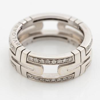 Bulgari ring 18K white gold with round brilliant-cut diamonds "Parentesi".