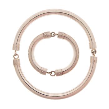 A NECKLACE and BRACELET, silver, Relo design Denmark, Import marks, A. Tillander 1974.