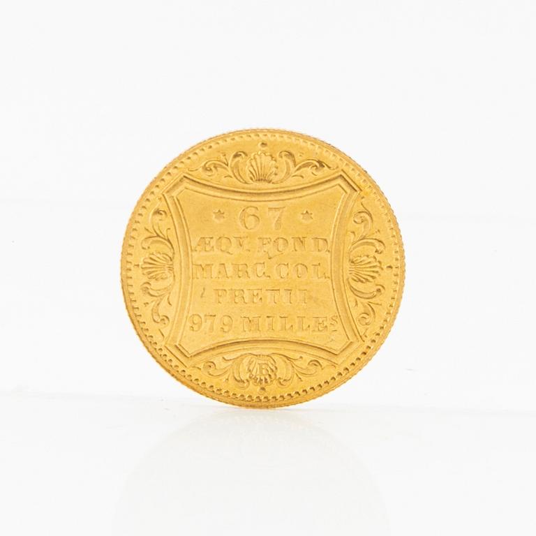 Gold coin ducat 1869 Hamburg German-Roman Empire.