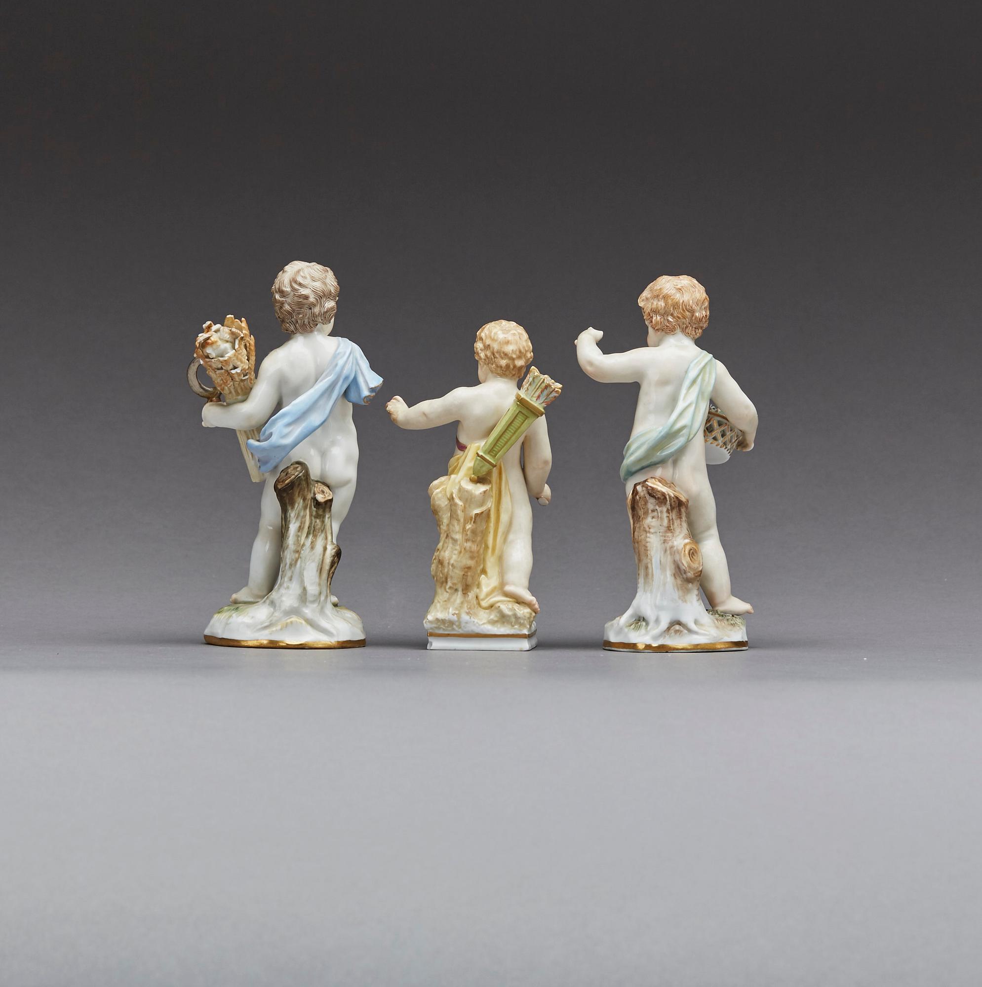 FIGURINER, porslin, 3 st, Meissen och Berlin. 1900-tal.