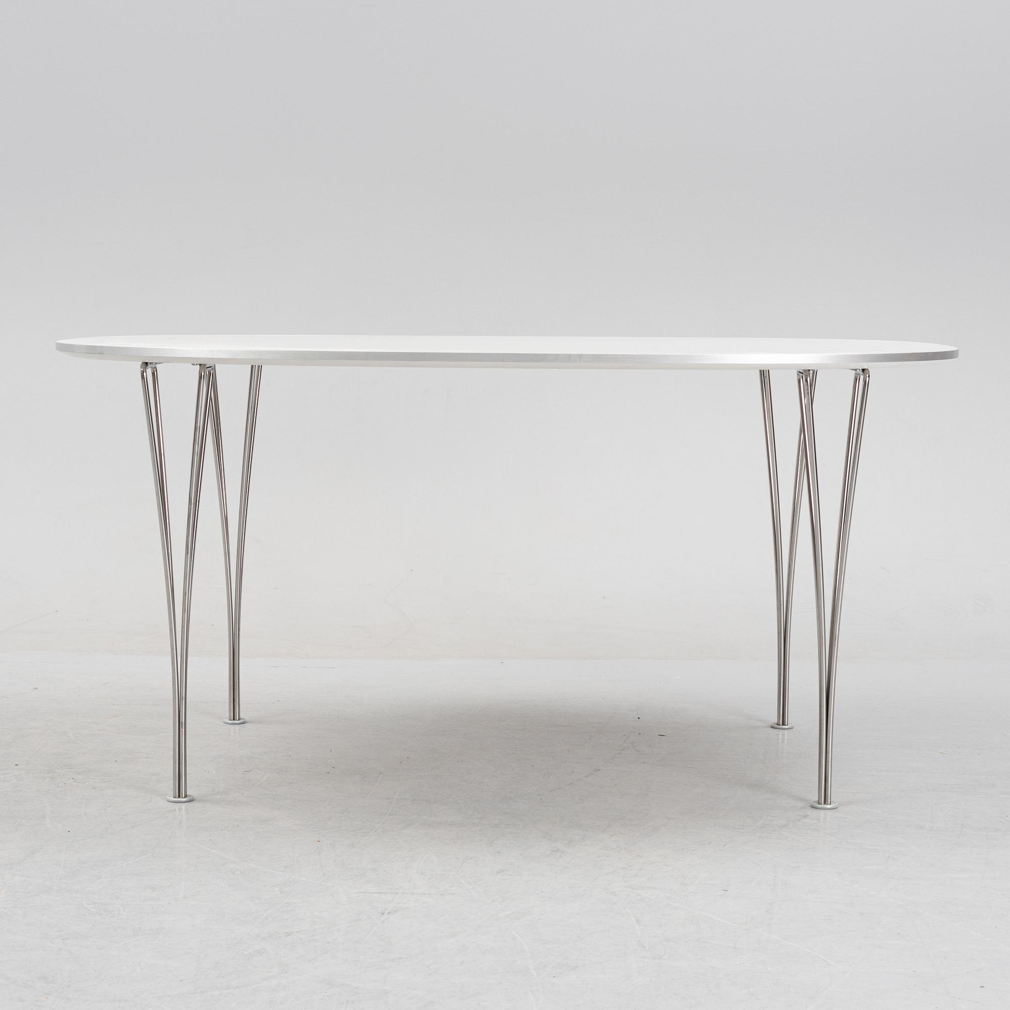 Bruno Mathsson & Piet Hein, a 'Super-elliptical' dining table from Fritz Hansen, Denmark 2012.