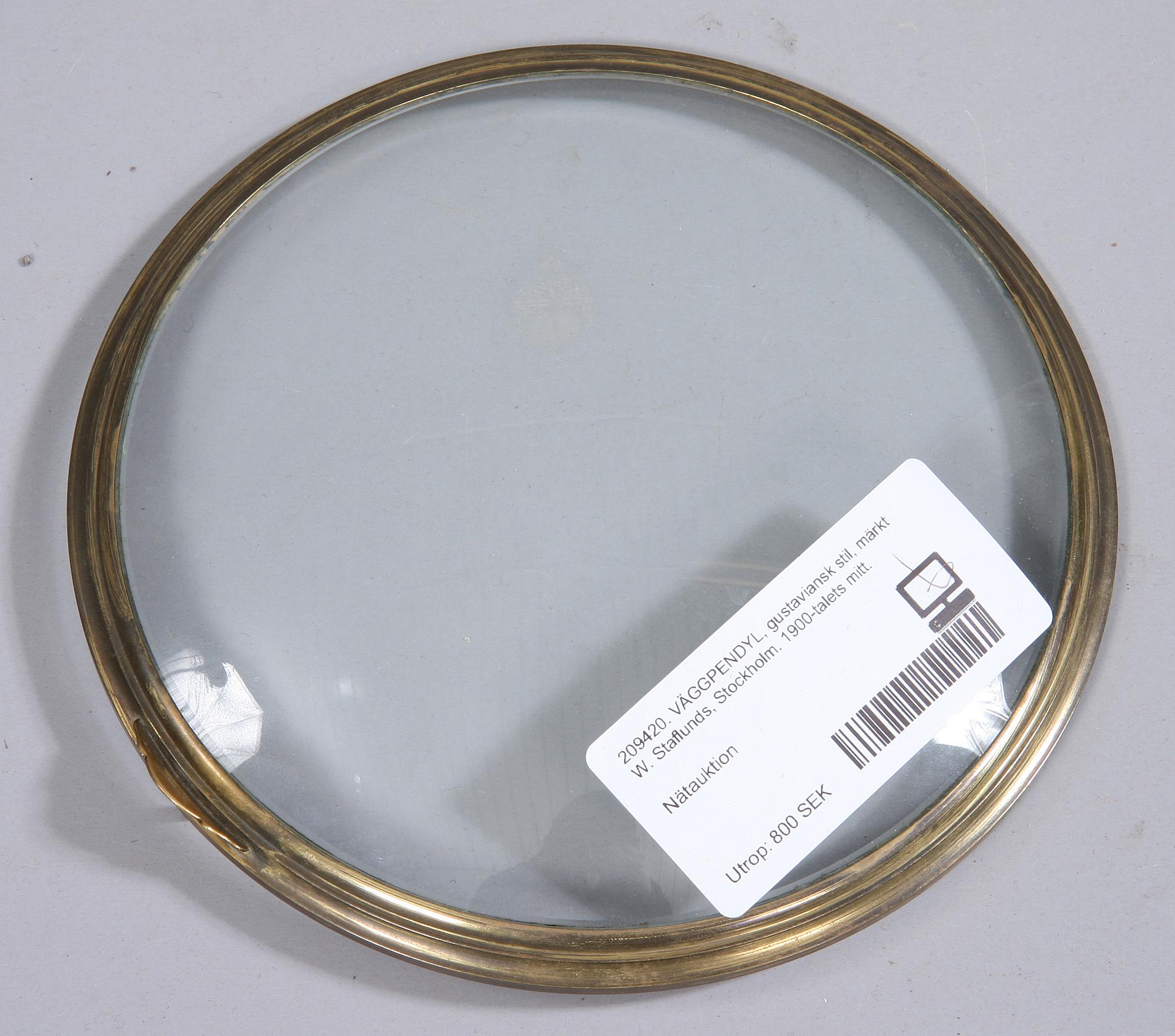 VÄGGPENDYL, gustaviansk stil, märkt W. Staflunds, Stockholm. 1900-talets mitt.