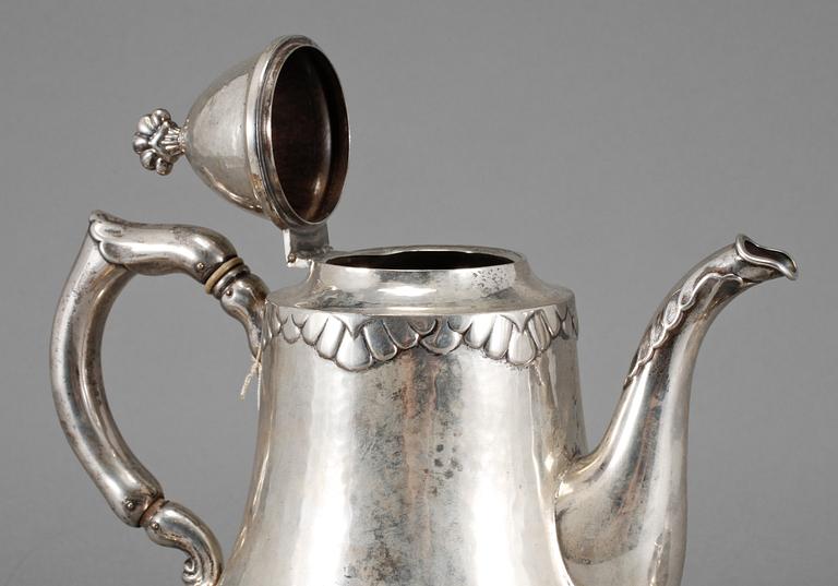 KAFFESERVIS, 3 delar, silver, Christian F Heise, Köpenhamn, 1923, vikt 763 g.
