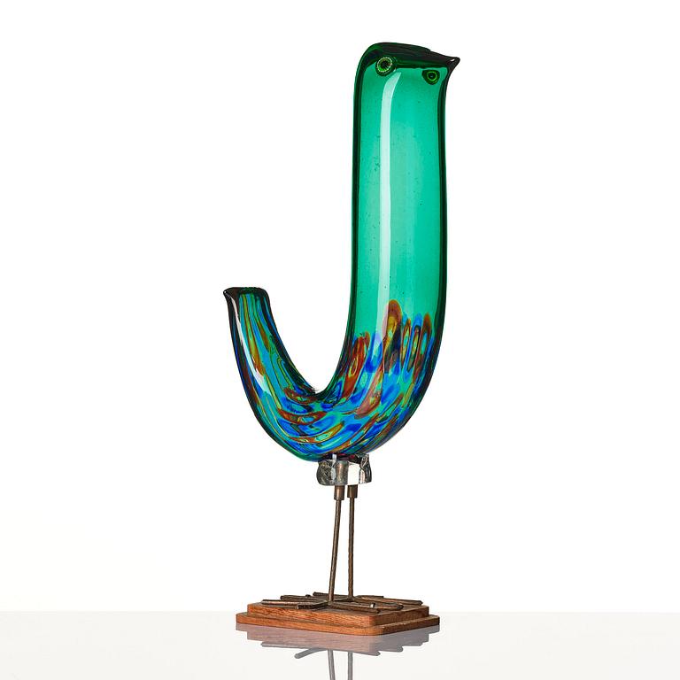Alessandro Pianon, skulptur, "Pulcino", glas, fågel, Vistosi, Italien, 1960-tal.