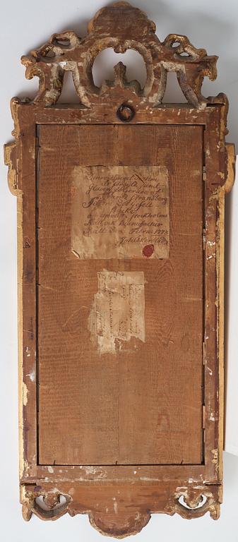 SPEGEL, GESÄLLPROV, av Frantz Strandberg, Stockholm 1773, rokoko/gustaviansk.