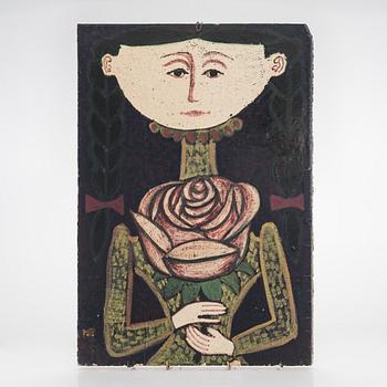 Birger Kaipiainen, reliefi, kivitavaraa, signeerattu Kaipiainen.