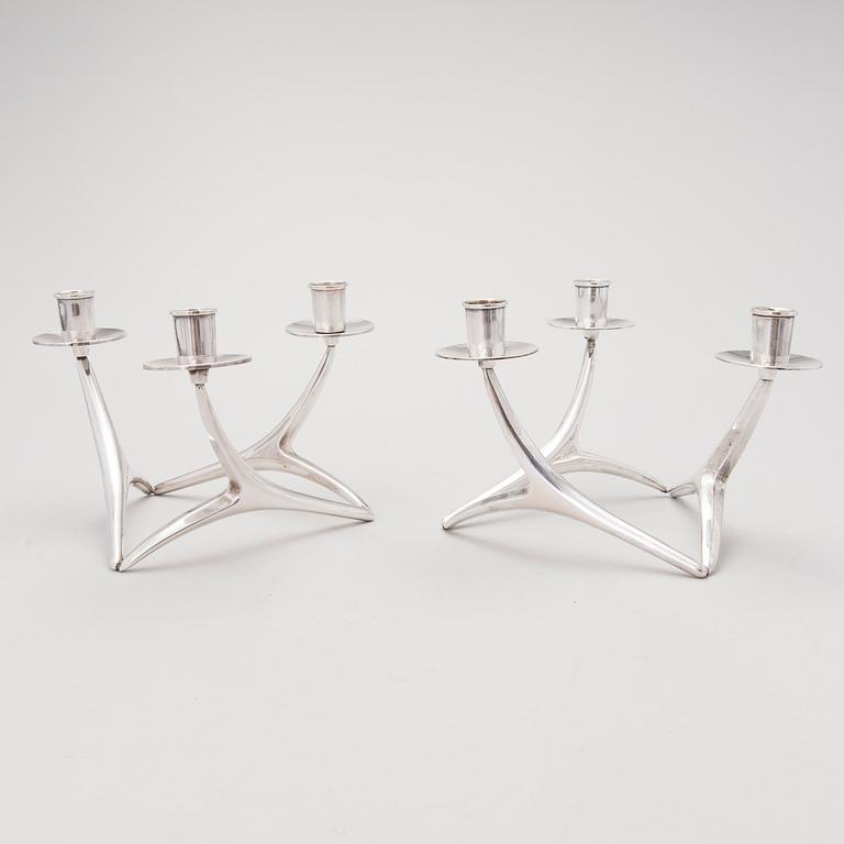 Two pairs of silver candlesticks for Auran Kultaseppä, Turku, Finland 1963-1977.