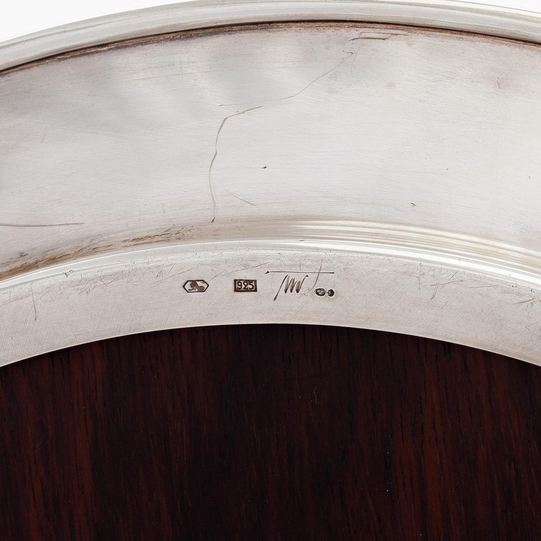 Tapio Wirkkala, a three-piece sterling silver and rosewood coffee set with tray, Kultakeskus, Hämeenlinna  1959-1971.