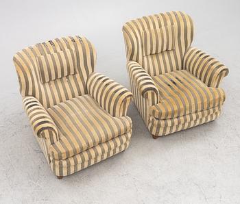 Josef Frank,  a pair of model 568 armchairs, Svenskt Tenn, probably 1940s.