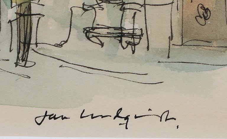 JAN LUNDQVIST, tusch och akvarell, sign.