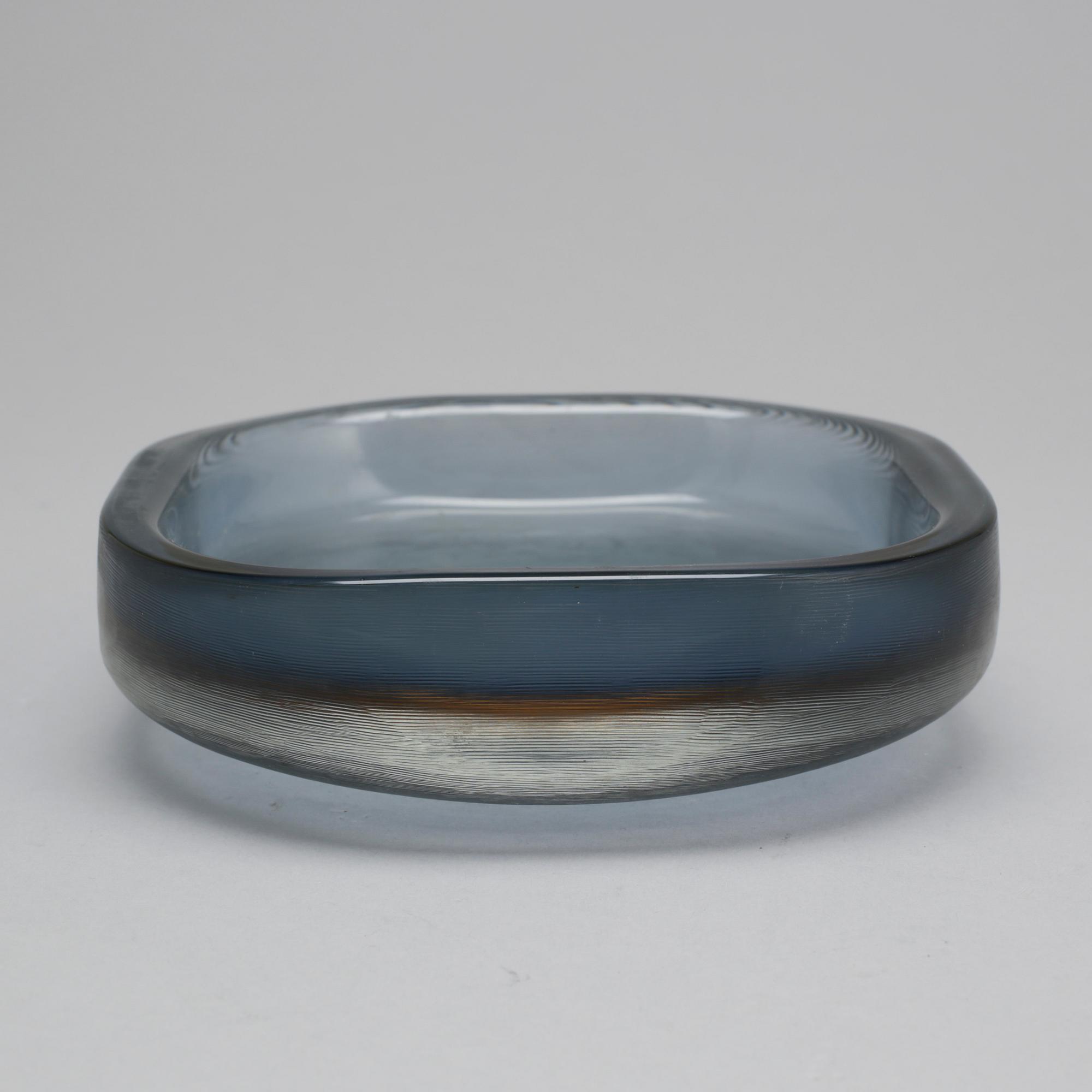Paolo Venini, a set of three "Incisi" glass objects by Venini, Murano Italy 1950's.