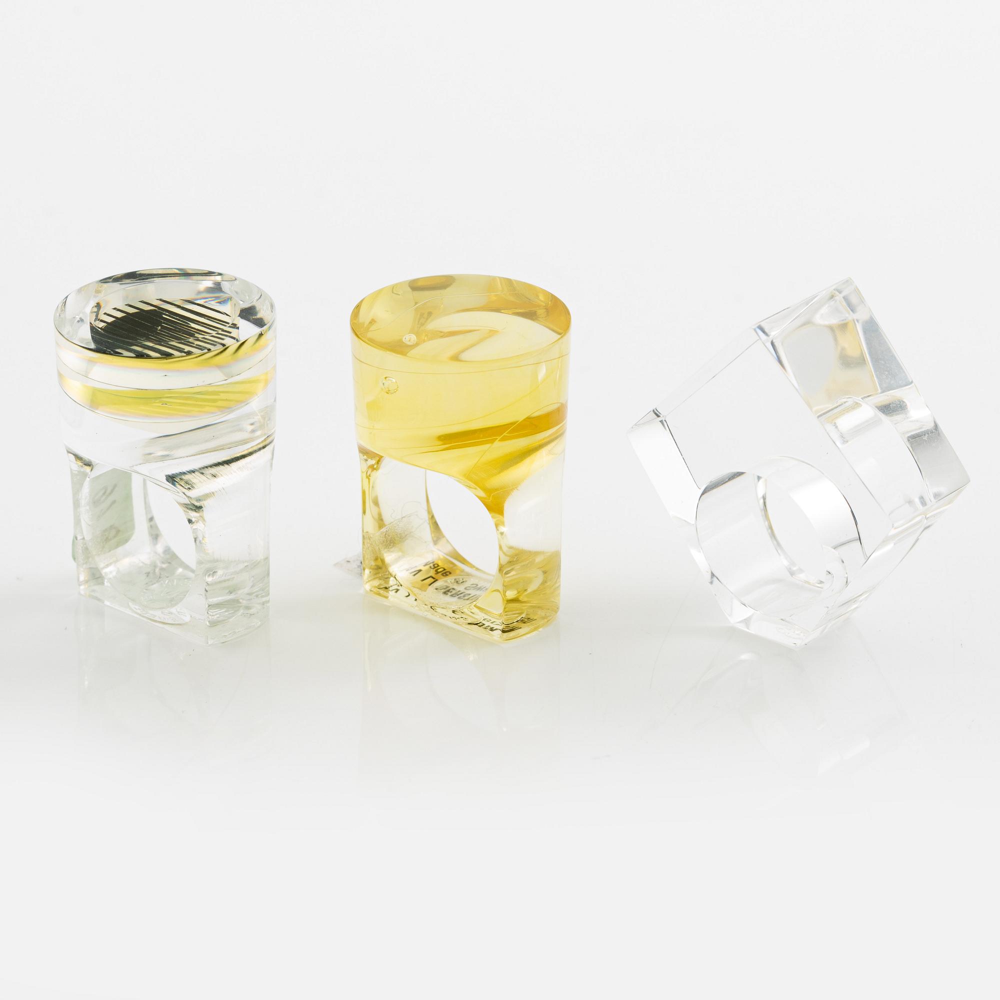 Siv Lagerström, three rings, acrylic plastic, 1970s.
