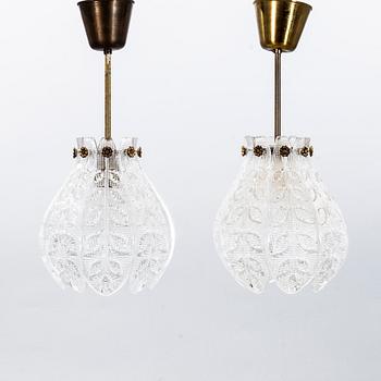 CARL FAGERLUND, a pair of lamp pendants, Orrefors, 1950-/1960's.