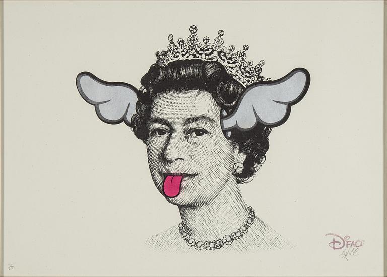 D*FACE, "Dog save the Queen" screentryck, signerat och numrerad 217/250.