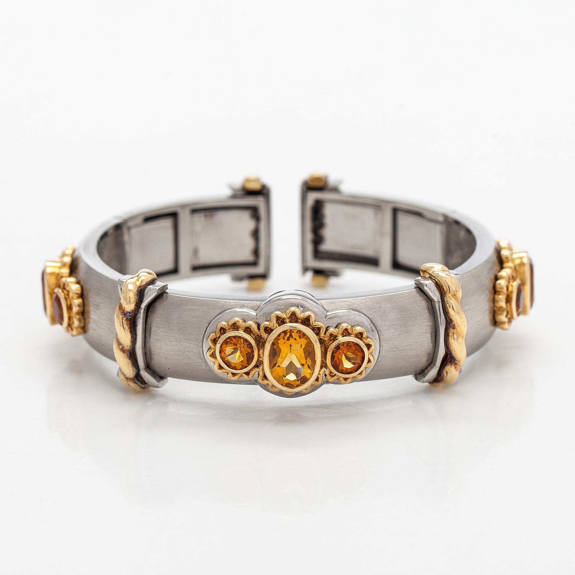 Armband," Callista", 18K guld, stål, fasettslipade citriner, Kaufmann de Suisse.