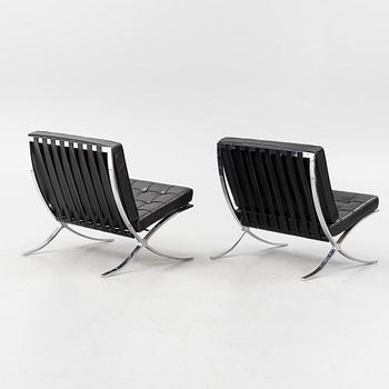 Ludwig Mies van der Rohe, a pair 'Barcelona' chairs for Knoll International, 1960's.
