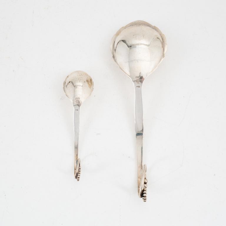 Georg Jensen, skedar, 2 st, silver, design nr 41, Danmark, efter 1945.