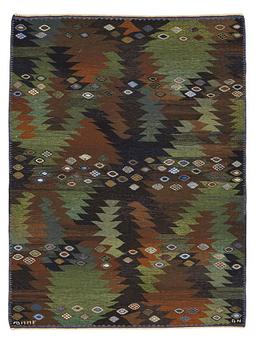 245. Barbro Nilsson, A CARPET, "Tånga brun och grön", flat weave, ca 228,5 x 171 cm,  signed AB MMF BN.