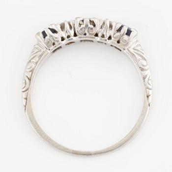 Ring, half eternity, 18K white gold set with brilliant-cut diamonds and sapphires.