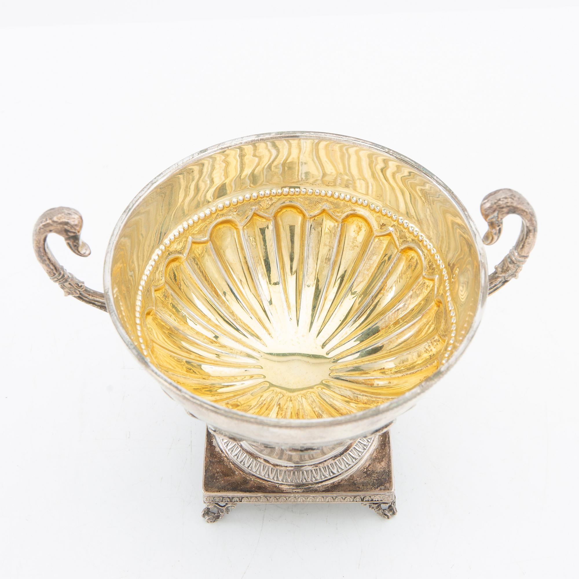 Candy bowl with lid, silver, Swedish import marks, Empire style, early 20th century.