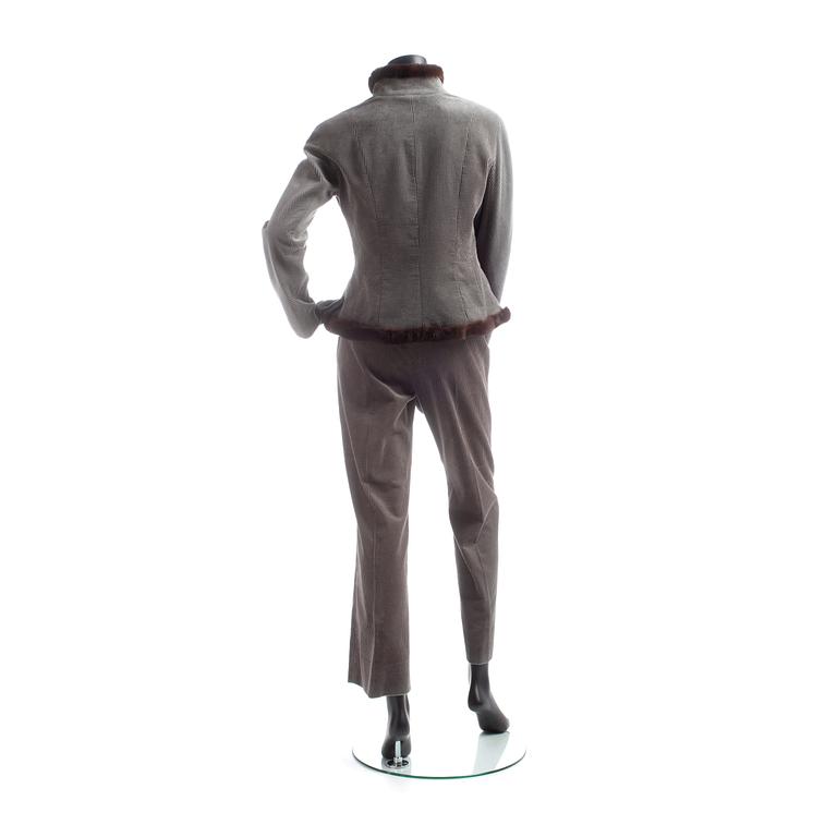 GIORGIO ARMANI, a grey corduroy two-piece suit consisting of jacket and pants.