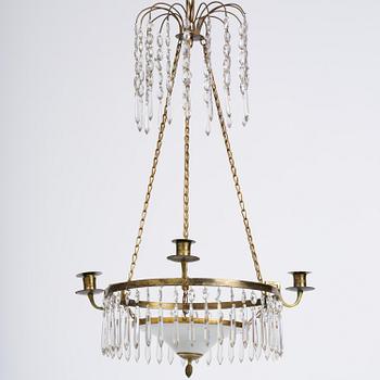 A Gustavian four-light chandelier, late 18th century.