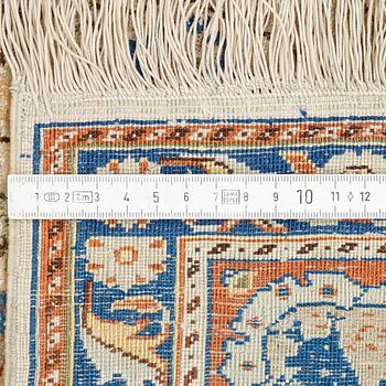 A semi-antique silk and metall Kayseri rug, c. 147 x 96 cm.