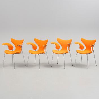 KARMSTOLAR, 4 st, "Måsen" Arne Jacobsen, Fritz Hansen, 1973.