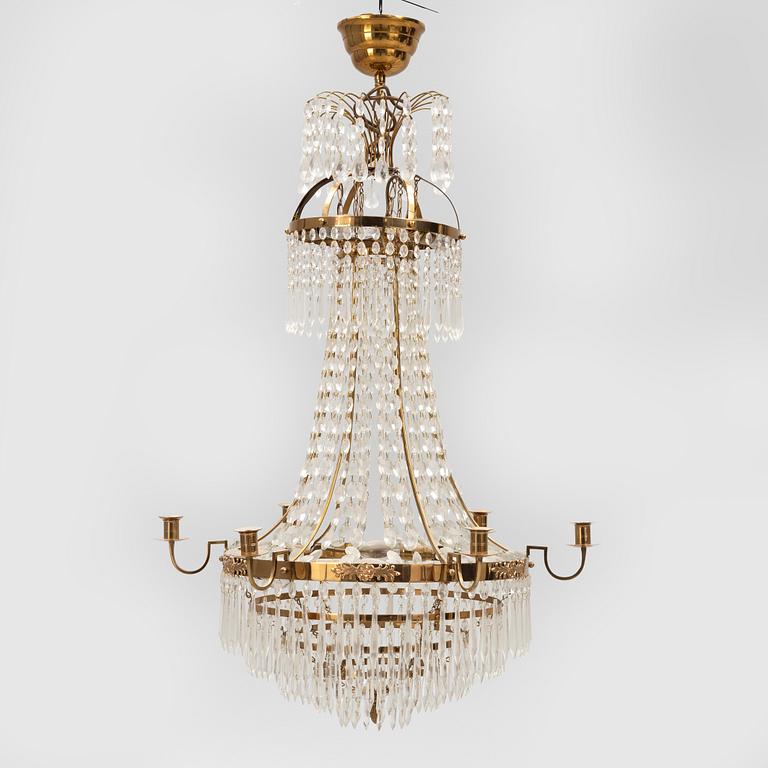 A Gustavian Style Chandelier, modern manufacture.