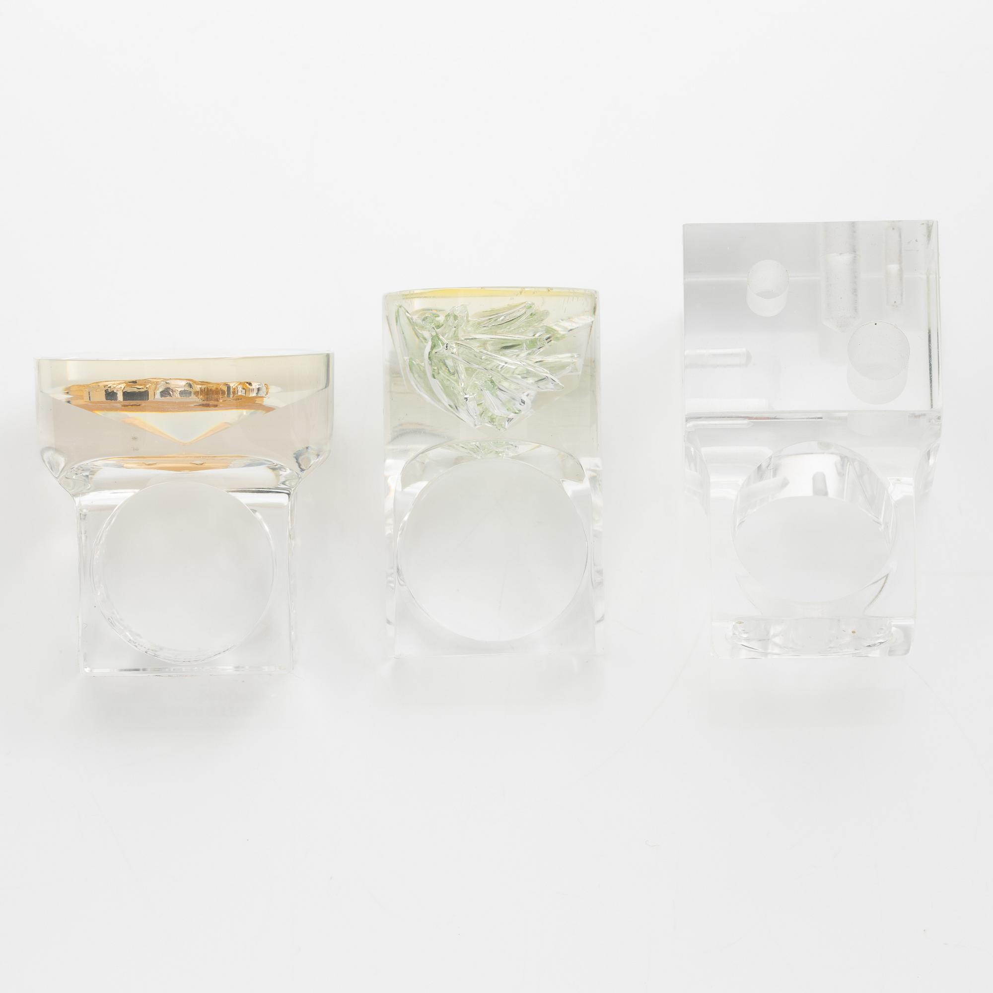 Siv Lagerström, three acrylic rings, 1970s.