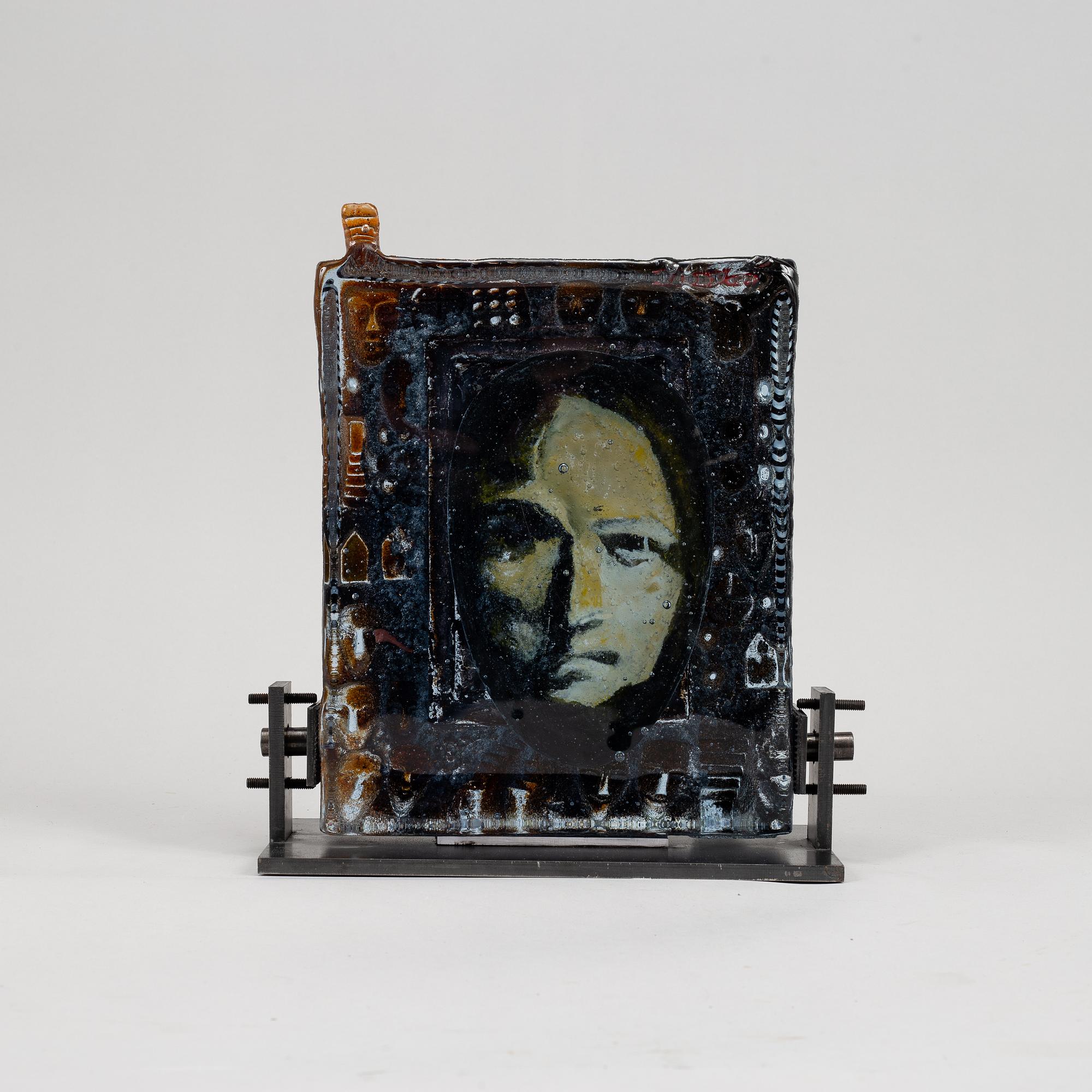 Bertil Vallien, glass sculpture, Kosta boda, signed unique.