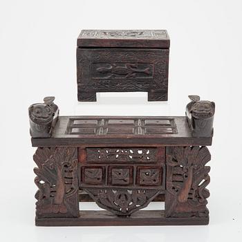 An house altar and a box with cover, Indoniesia, Jakarta, 20th Century.